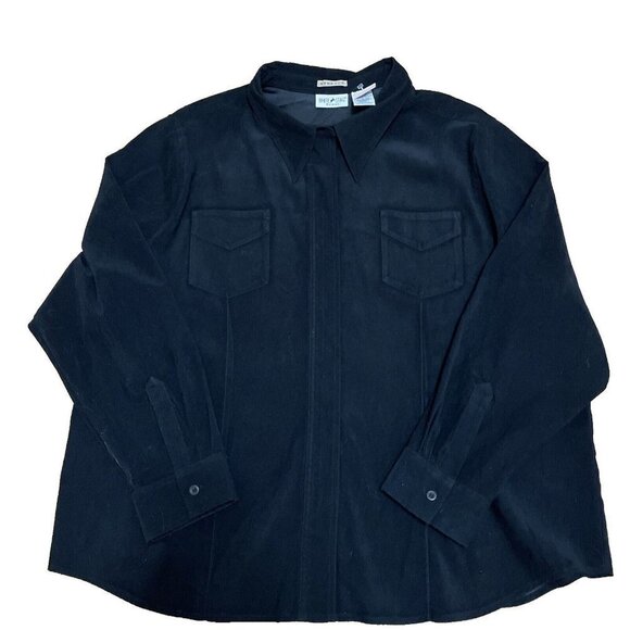 White Stag Microfiber Zip Up Shirt Jacket Shacket Womens Plus Size 26W Black NWT - Picture 1 of 12